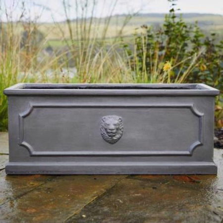 Lion Head Faux Lead Planter