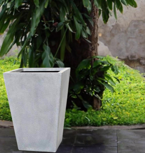 white polystone tall tapered planter