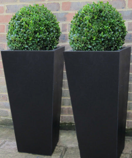 box balls in tall tapered polystone pillar