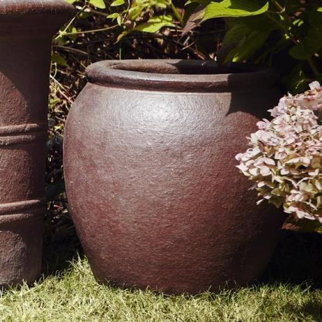 Clay stone motif planter pot