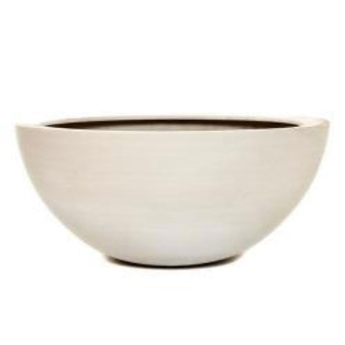 White Polystone resin fibreglass fibrestone large bowl planter pot