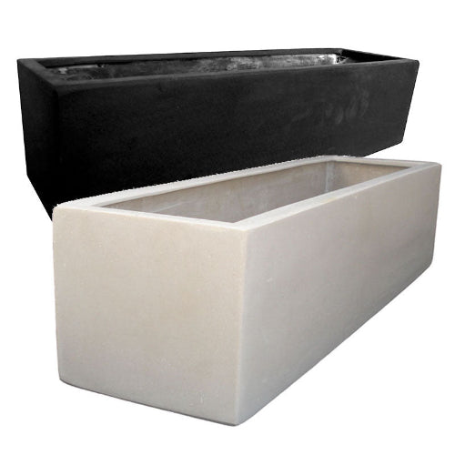Black and white window box polystone resin stone planter