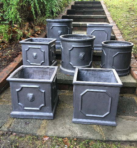 faux lead plant pots Faux Lead Lion Head Box