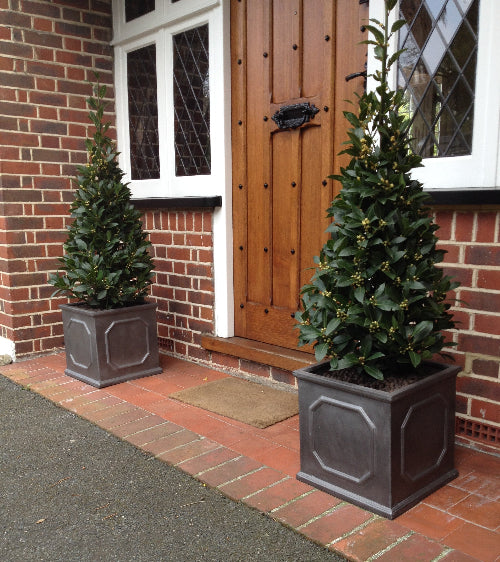 Pyramid Bays in Chelsea faux lead cubes by doorway