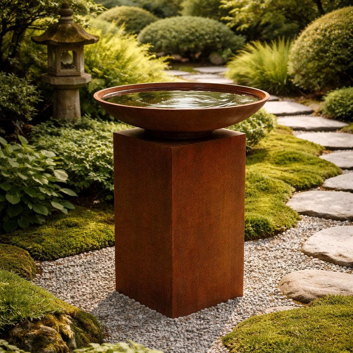Corten Steel Plinth for rust coloured fire bowl or water bowl