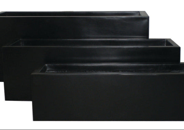 black window boxes resin polystone planter