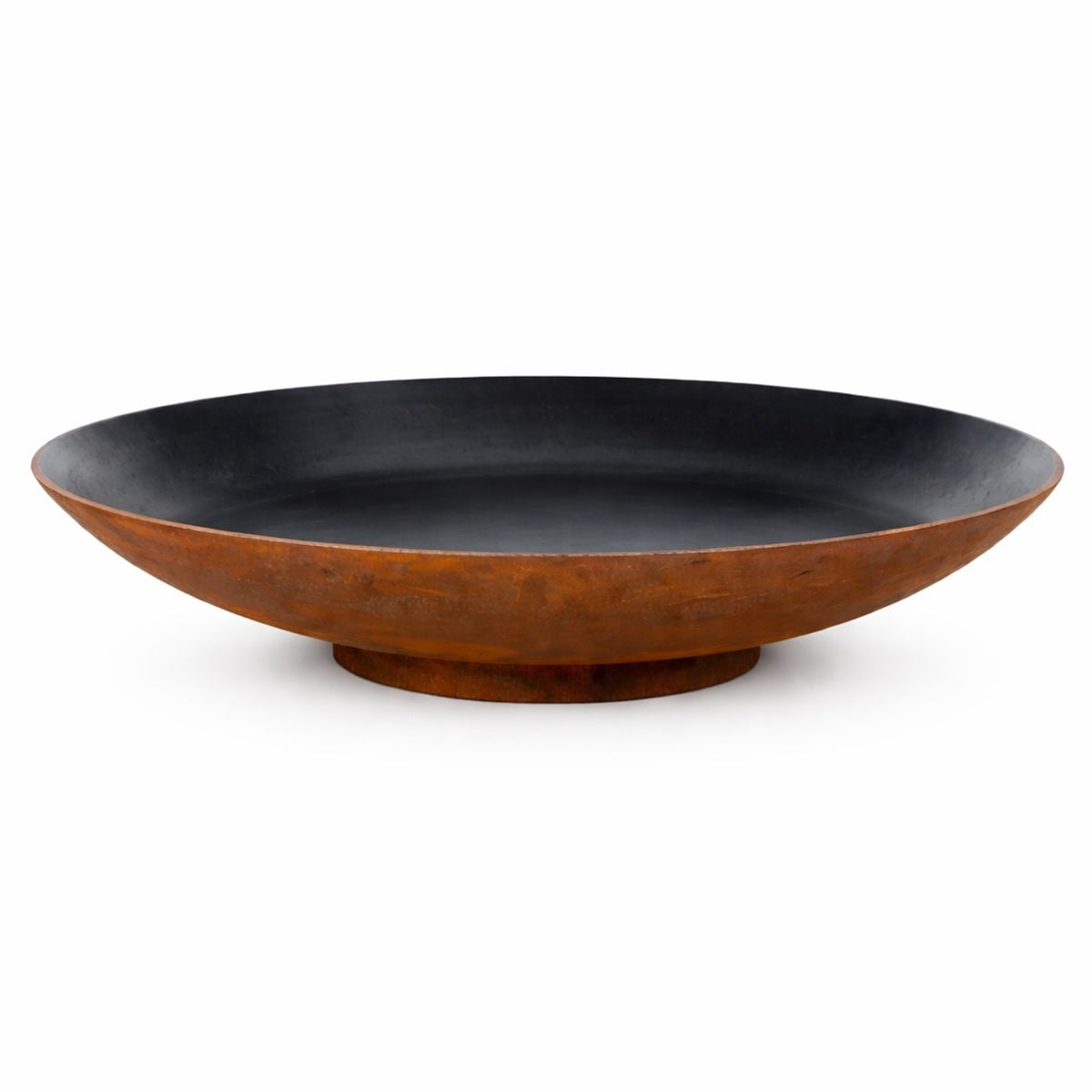 Corten steel water bowl with lined interior, sculptural garden water feature, rust finish outdoor bowl