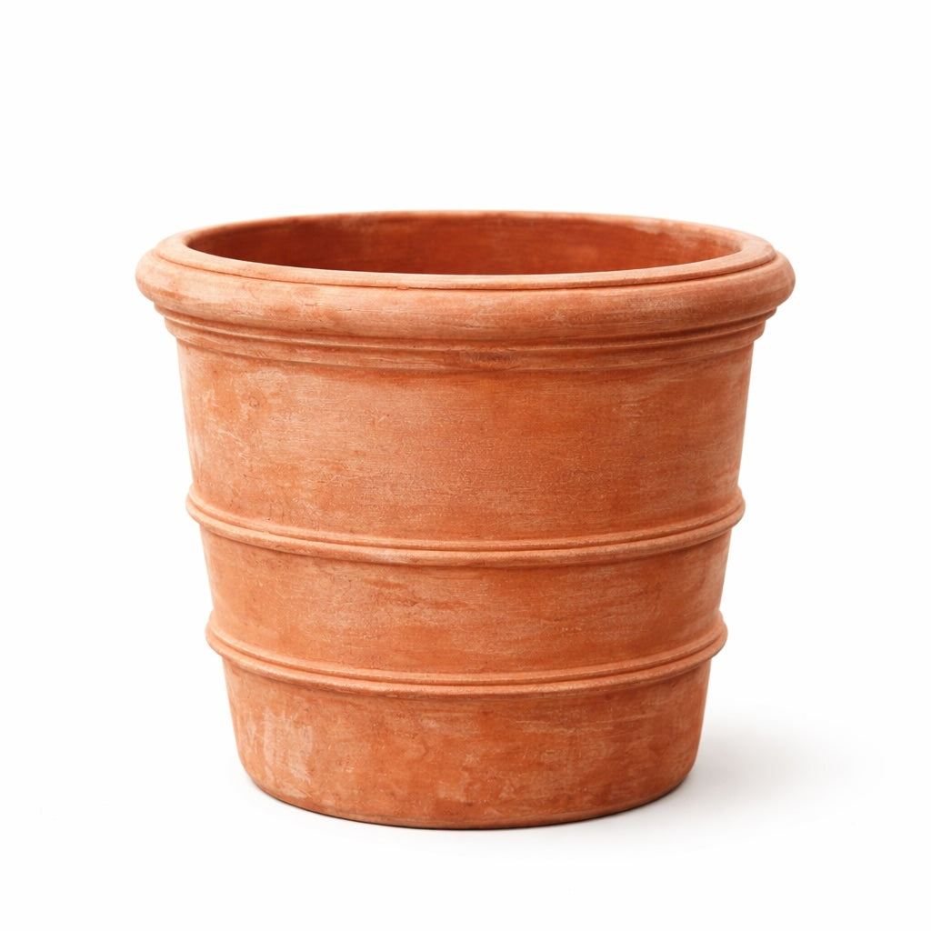Handcrafted terracotta planter – premium large Florentine clay garden pot for luxury patios, courtyards and landscape design projects
