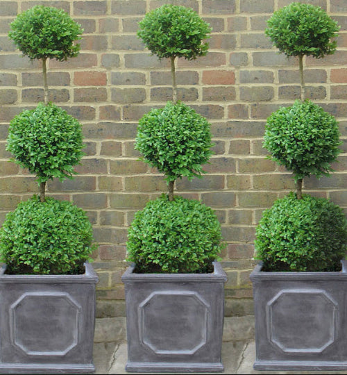 Triple box ball in chelsea faux lead planters