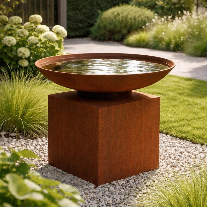 Corten Steel Plinth for rust coloured fire bowl or water bowl