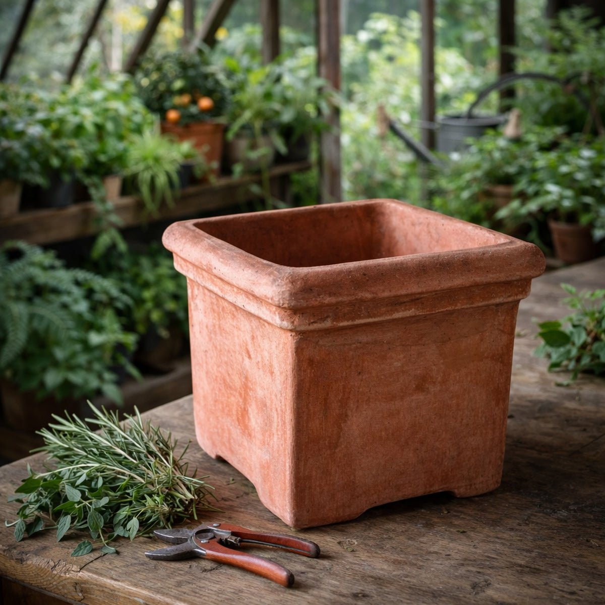 Buy small square terracotta planter – premium clay pot for herbs, patios and UK garden styling
