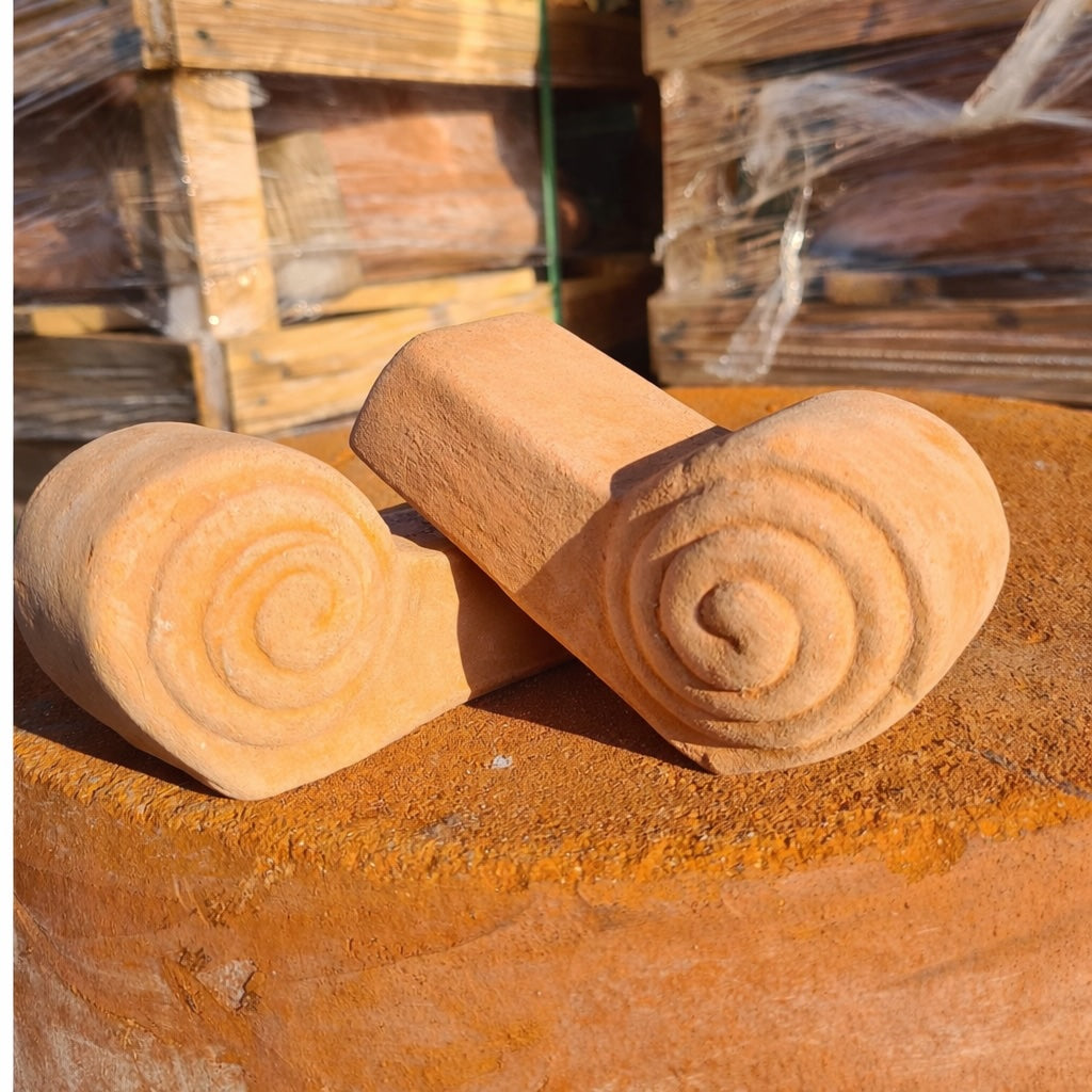 Terracotta scroll design pot feet for better drainage classic Italian design